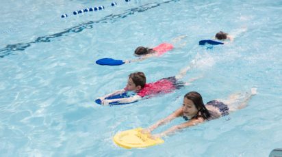 poly summer campers swim instruction